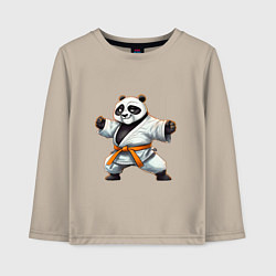 Лонгслив хлопковый детский Кунгфу панда По каратист, цвет: миндальный