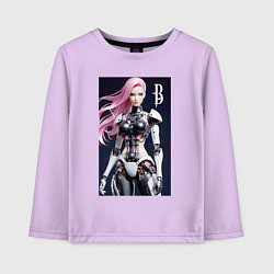 Лонгслив хлопковый детский Cyber Barbie - ai art future, цвет: лаванда