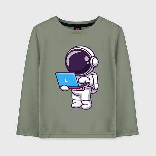 Детский лонгслив Астронавт с ноутбуком / Авокадо – фото 1