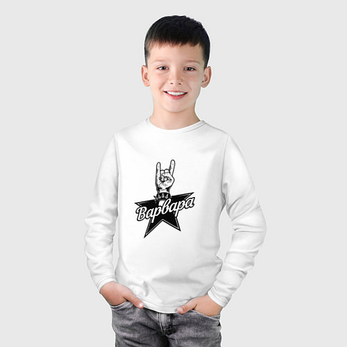 Детский лонгслив Варвара рок звезда / Белый – фото 3