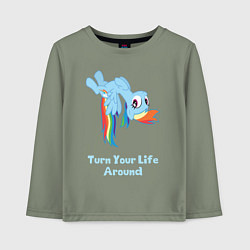 Лонгслив хлопковый детский Рейнбоу Дэш: переверни свою жизнь, цвет: авокадо