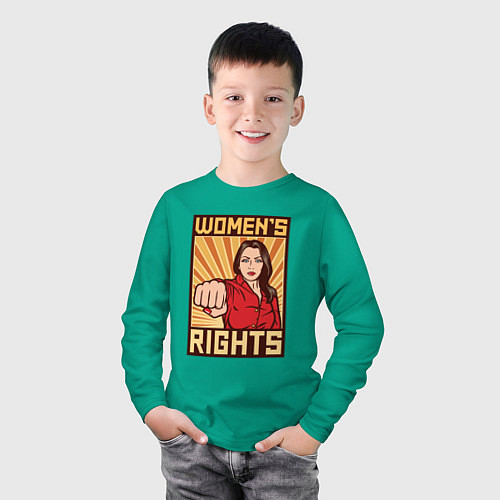 Детский лонгслив Права женщин / Зеленый – фото 3