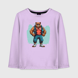 Лонгслив хлопковый детский Медведь на стиле, цвет: лаванда