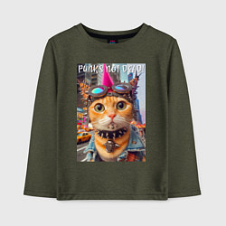 Детский лонгслив Котёнок панк музыкант из Нью-Йорка - нейросеть