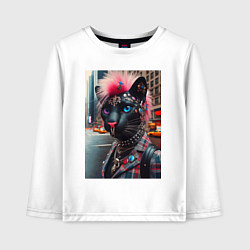 Лонгслив хлопковый детский Голубоглазая пантера модница из Нью-Йорка - нейрос, цвет: белый