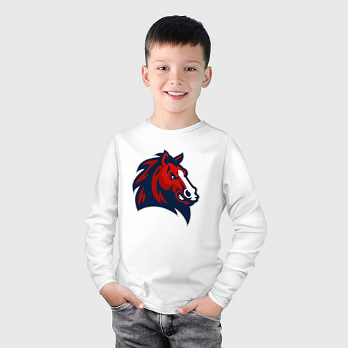 Детский лонгслив Красный конь / Белый – фото 3