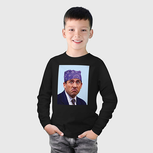 Детский лонгслив Michael Scott - Prison mike the office meme / Черный – фото 3