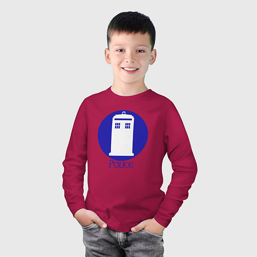 Детский лонгслив Tardis police / Маджента – фото 3
