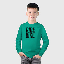 Лонгслив хлопковый детский Black ride bike, цвет: зеленый — фото 2