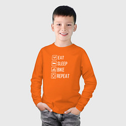 Лонгслив хлопковый детский Eat sleep bike repeat, цвет: оранжевый — фото 2