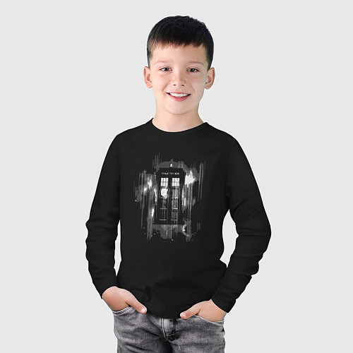 Детский лонгслив Tardis grey / Черный – фото 3