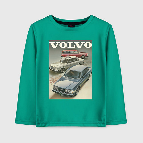 Детский лонгслив Автомобиль Volvo / Зеленый – фото 1