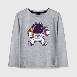 Лонгслив хлопковый детский Космонавт ест пиццу, цвет: меланж