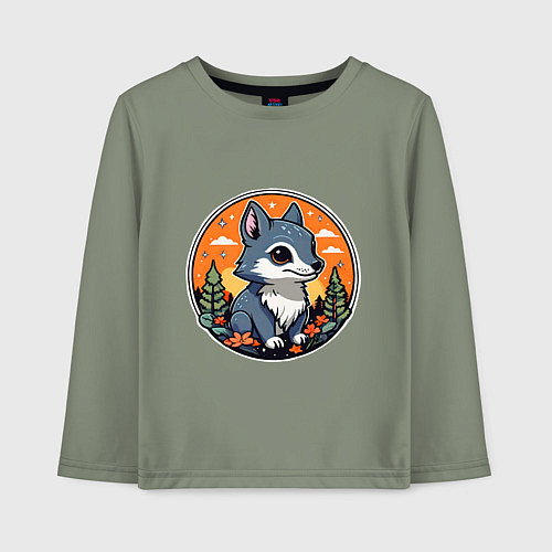 Детский лонгслив Звездный волчонок / Авокадо – фото 1