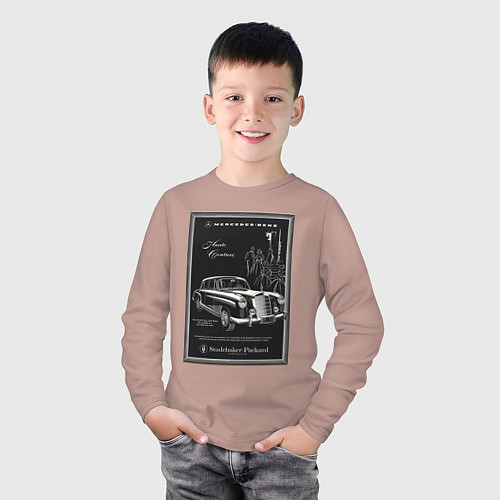 Детский лонгслив Mercedes-benz ретро / Пыльно-розовый – фото 3