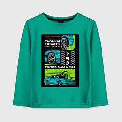 Лонгслив хлопковый детский Toyota Supra JDM, цвет: зеленый