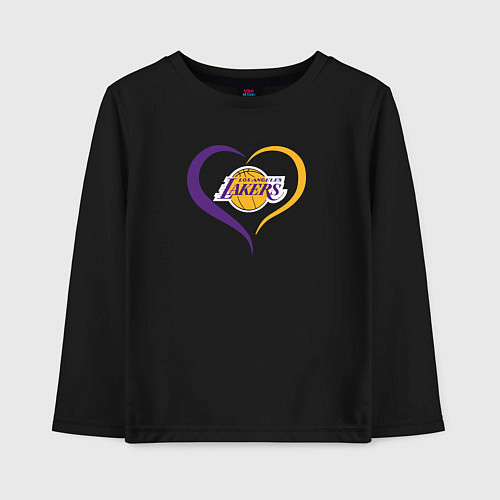 Детский лонгслив LA Lakers в сердце / Черный – фото 1