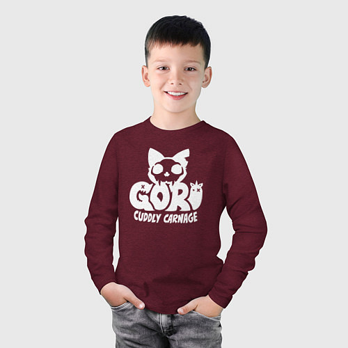 Детский лонгслив Goro cuddly carnage logo / Меланж-бордовый – фото 3