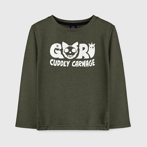 Детский лонгслив Goro cuddly carnage logotype / Меланж-хаки – фото 1