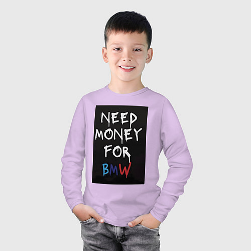Детский лонгслив Нужны деньги на BMW / Лаванда – фото 3