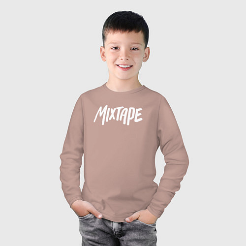 Детский лонгслив Mixtape logo / Пыльно-розовый – фото 3