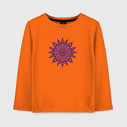 Лонгслив хлопковый детский Декоративная мандала фиолетового цвета, цвет: оранжевый