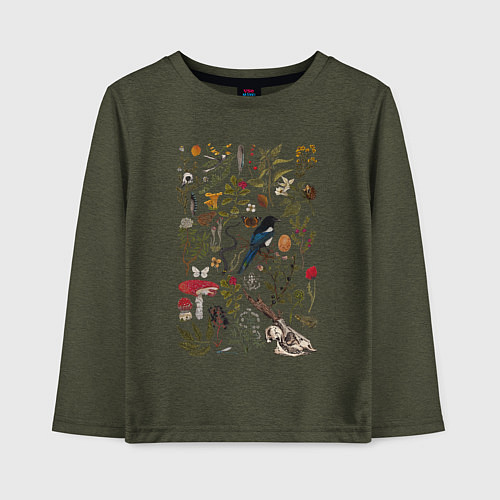 Детский лонгслив Сорокино сокровище / Меланж-хаки – фото 1