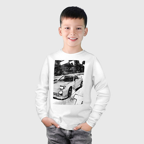 Детский лонгслив Mazda rx-7 авто / Белый – фото 3