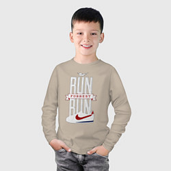 Лонгслив хлопковый детский Forrest Gump - run Forrest run, цвет: миндальный — фото 2