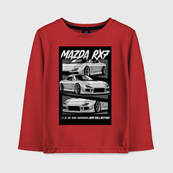 Лонгслив хлопковый детский Mazda rx-7 JDM авто, цвет: красный