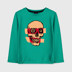 Лонгслив хлопковый детский Череп рентген, цвет: зеленый