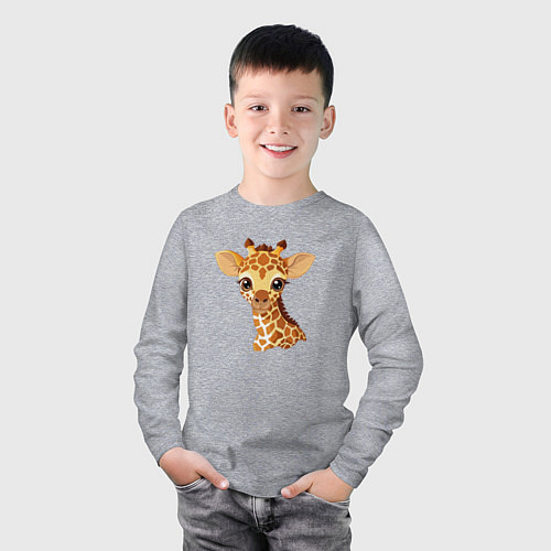 Детский лонгслив Портрет жирафёнка / Меланж – фото 3
