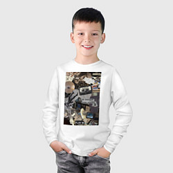 Лонгслив хлопковый детский Музыка коллаж, цвет: белый — фото 2