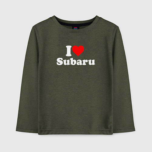 Детский лонгслив I love Subaru sport / Меланж-хаки – фото 1