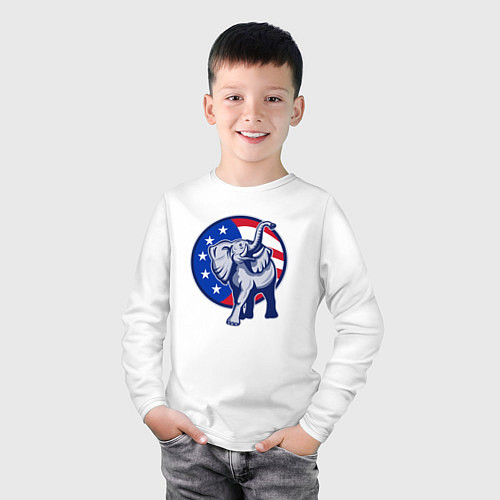 Детский лонгслив USA elephant / Белый – фото 3