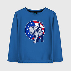 Лонгслив хлопковый детский USA elephant, цвет: синий