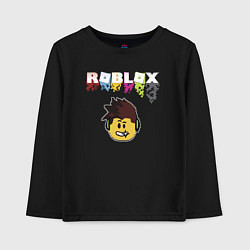 Лонгслив хлопковый детский Roblox pixel - роблокс пиксель видеоигра для детей, цвет: черный