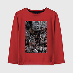 Лонгслив хлопковый детский Художник коллаж, цвет: красный
