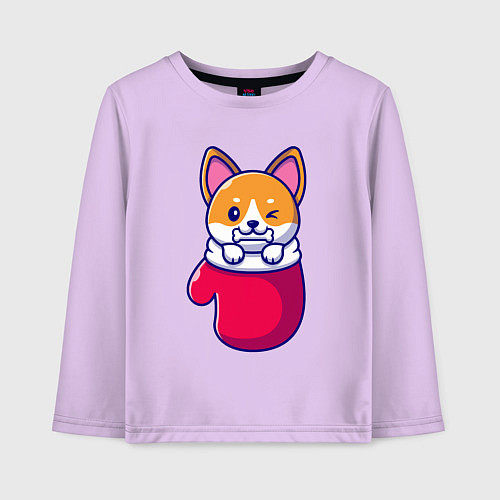 Детский лонгслив Собачка в варежке / Лаванда – фото 1