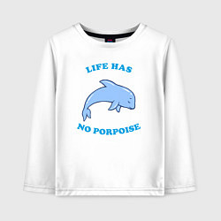 Лонгслив хлопковый детский Life has no porpoise, цвет: белый