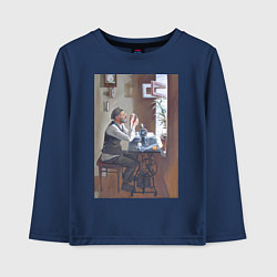 Лонгслив хлопковый детский Портной швея - живопись, цвет: тёмно-синий