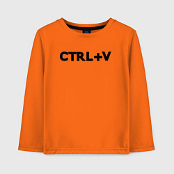 Лонгслив хлопковый детский Иностранная надпись cntrl v, цвет: оранжевый