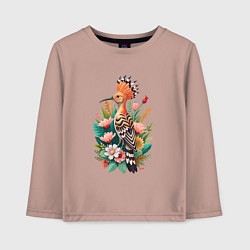 Детский лонгслив Птица удод среди цветов