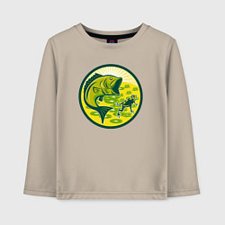 Лонгслив хлопковый детский Рыбка и лягушка, цвет: миндальный