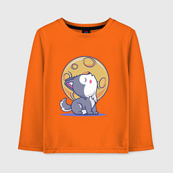Лонгслив хлопковый детский Волченок и луна, цвет: оранжевый