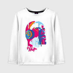 Лонгслив хлопковый детский Hip Hop DJ музыка, цвет: белый