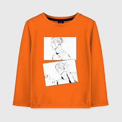 Лонгслив хлопковый детский Эмоции Сугуру Гето - Магическая битва, цвет: оранжевый