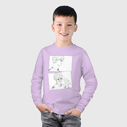 Лонгслив хлопковый детский Эмоции Сатору Годжо - Магическая битва, цвет: лаванда — фото 2