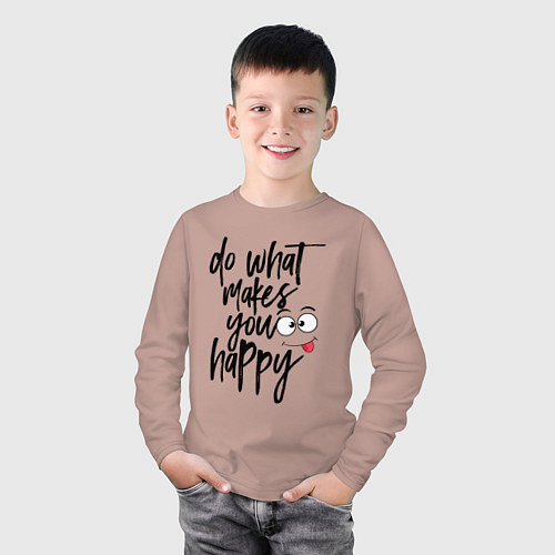 Детский лонгслив Do what makes you happy / Пыльно-розовый – фото 3