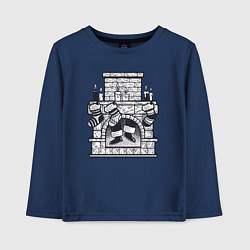 Лонгслив хлопковый детский Санта в камине, цвет: тёмно-синий